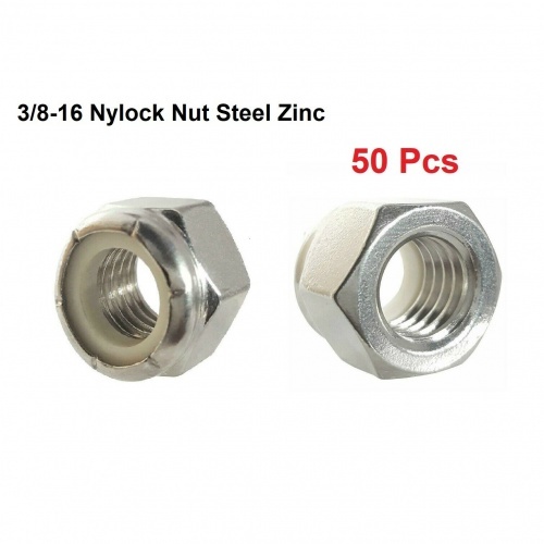 (Qty 50) 3/8-16 Nylock Nut Steel Zinc